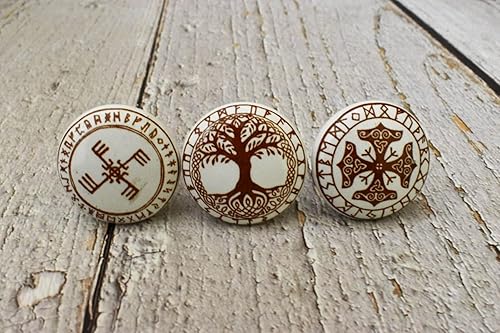 Miniatura 3 de ARTISNO Viking Decor - Perillas de cerámica para gabinetes de cocina, puerta de armario de dormitorio, pomos de cajón desgastados, ideales para