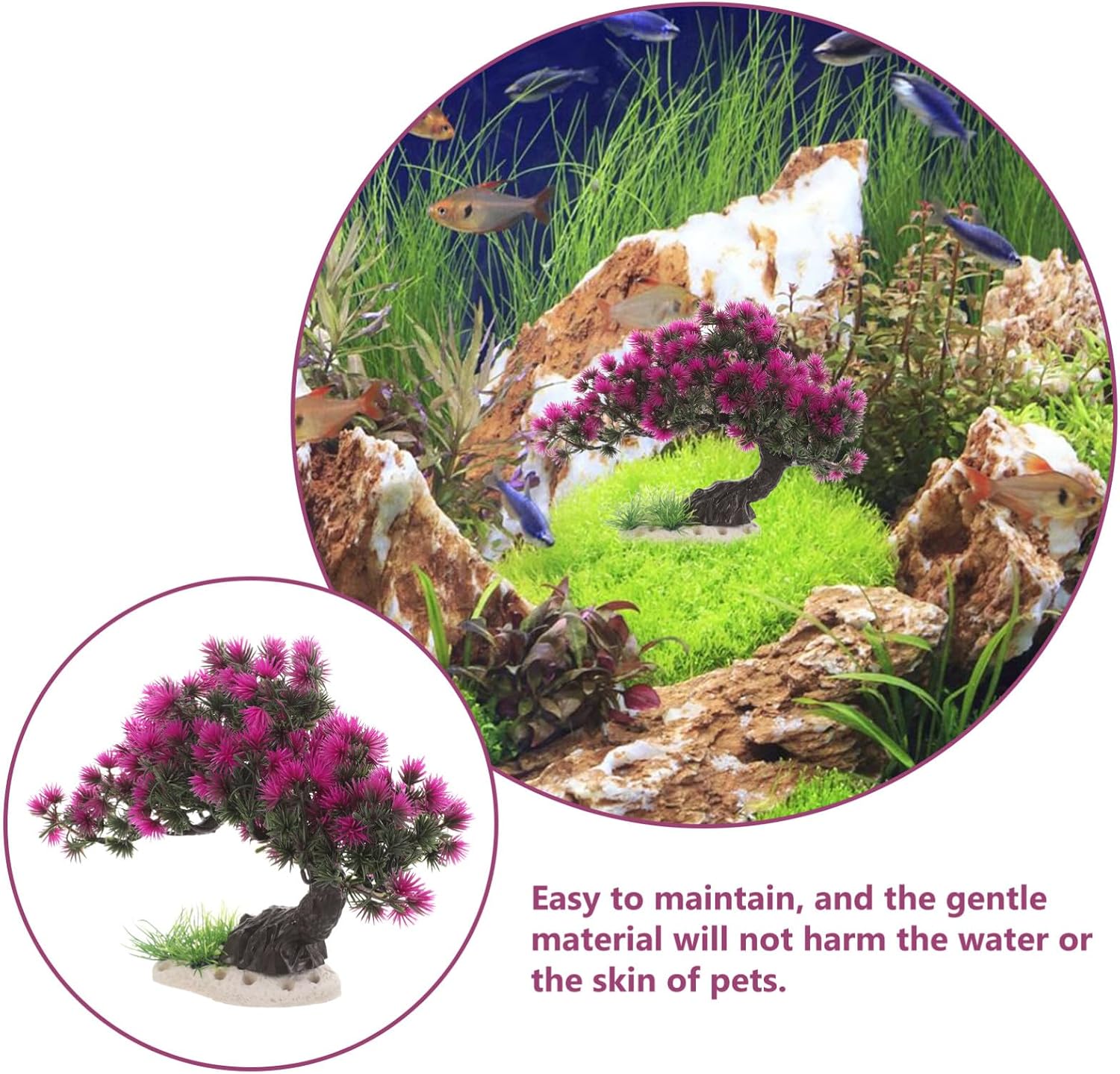 Ipetboom Plastic Artificial Plants Flower Decoration Aquarium Plants Aquarium Bonsai Tree Plant Fish Tank Decoration Pink Cherry Blossom Tree for Aquarium Decor