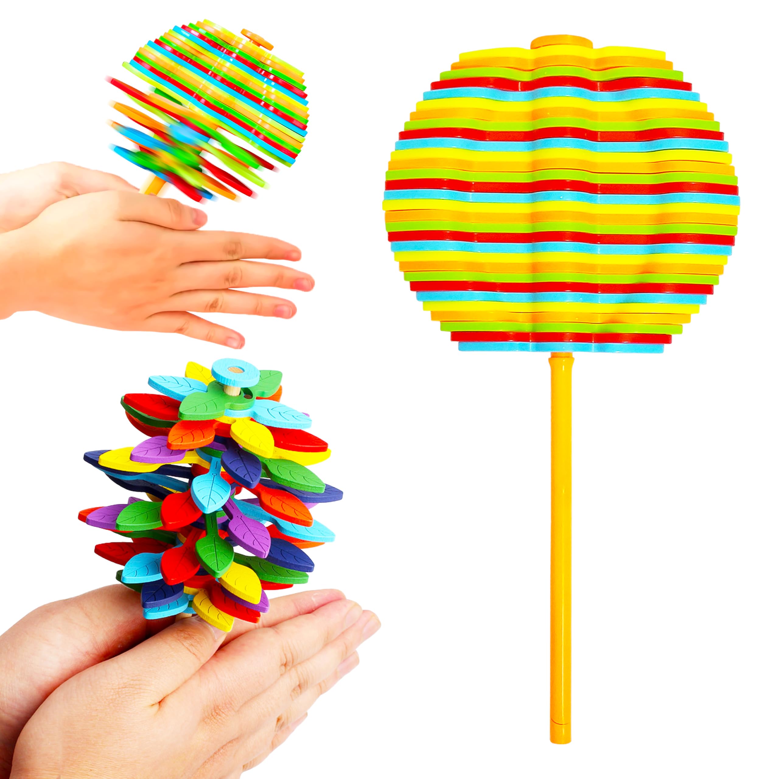 VGRASSP Spinning Candy Flower Toy for Kids - Lollipop Shaped Hand Fidget Spinner - Twisting and Rotating Colorful Flower - Stress Buster Gift for Creative - Color As Per Stock
