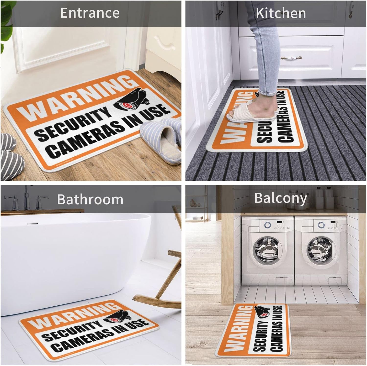 Outdoor Floor Mats for Home Entrance Warning Security Cameras I Uses Mat Welcome Mats Indoor Front Doormat(40X60CM) image 4