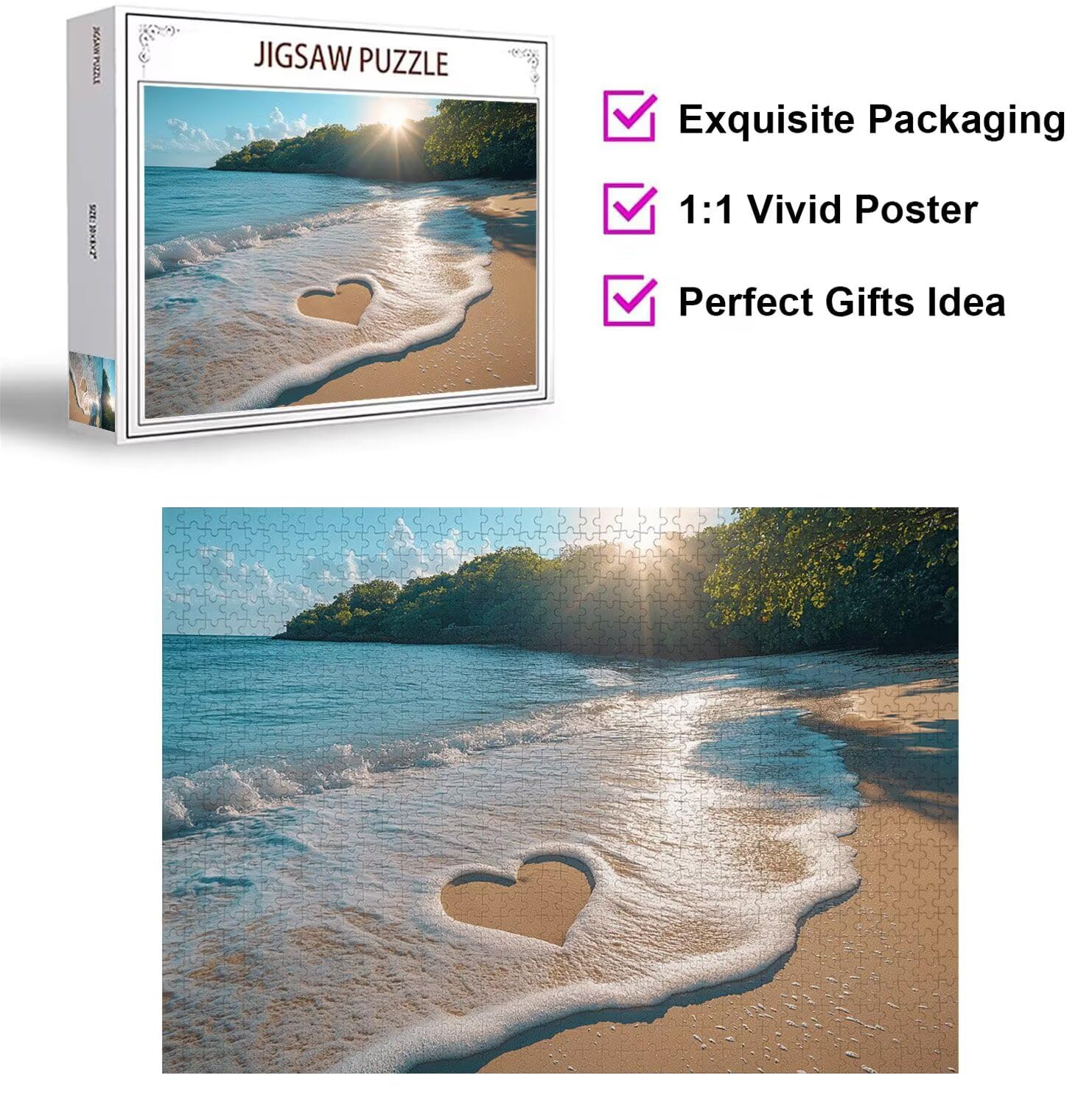Puzzle 3000 Pièces Adultes Plage Puzzles Classiques Amour, n-201