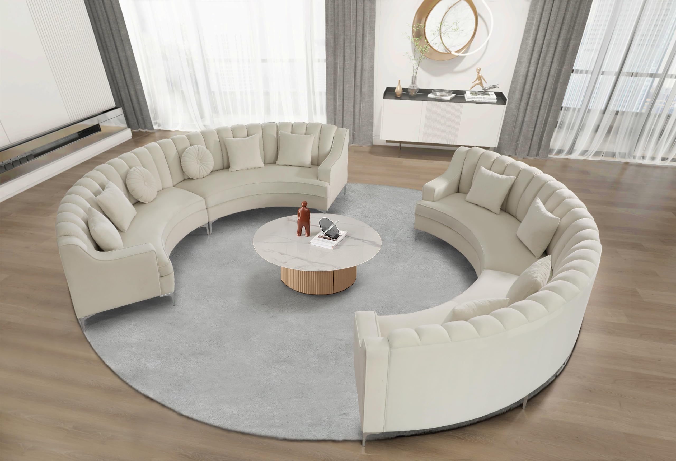 Legend Vansen Semicircle Modular Curved Velvet Sectional Sofa