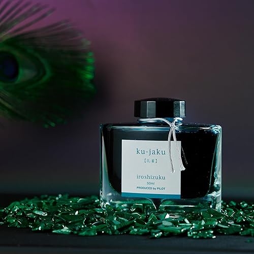 Miniatura 2 de Pilot Iroshizuku - Tinta para pluma estilográfica, botella de 1.7 fl oz, pavo real Ku-jaku (azul turquesa profundo) (importación japonesa)