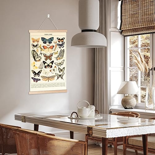 Miniatura 3 de Chenkaiyang 2 carteles colgantes de mariposa vintage, para colgar en la pared, diseño de mariposa, rústico, retro, para decoración de sala de estar,