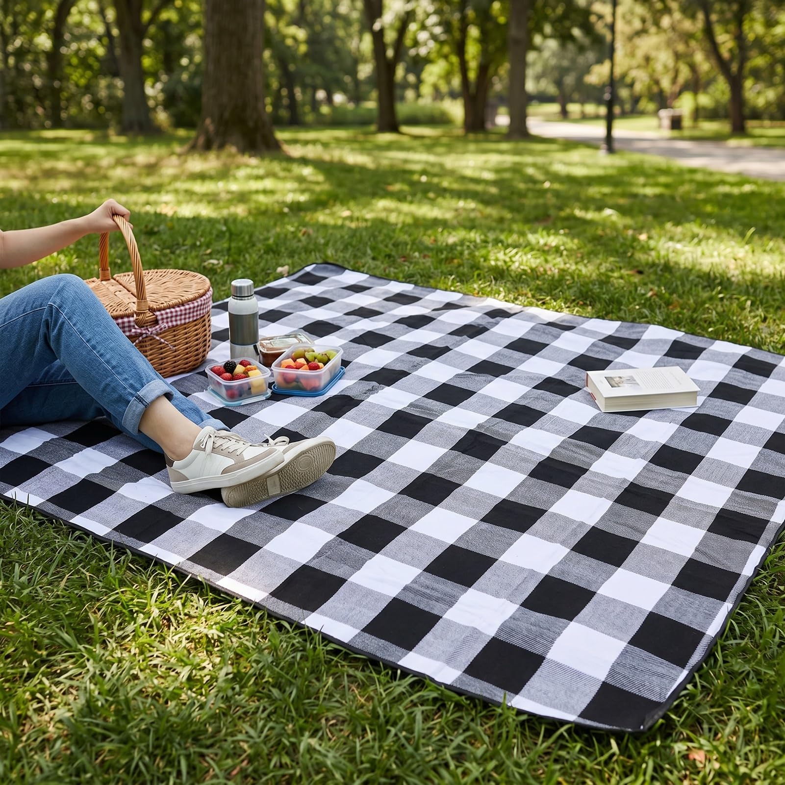 wasserdichte Picknickdecke für Strand, (Black)