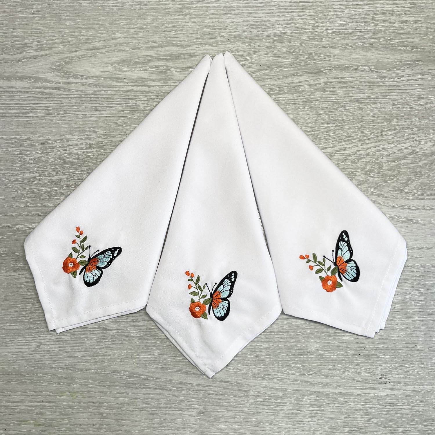 Alevel Servilletas de tela de 20 x 20 pulgadas, paquete de 12 servilletas bordadas, diseño avanzado de bordado personalizado