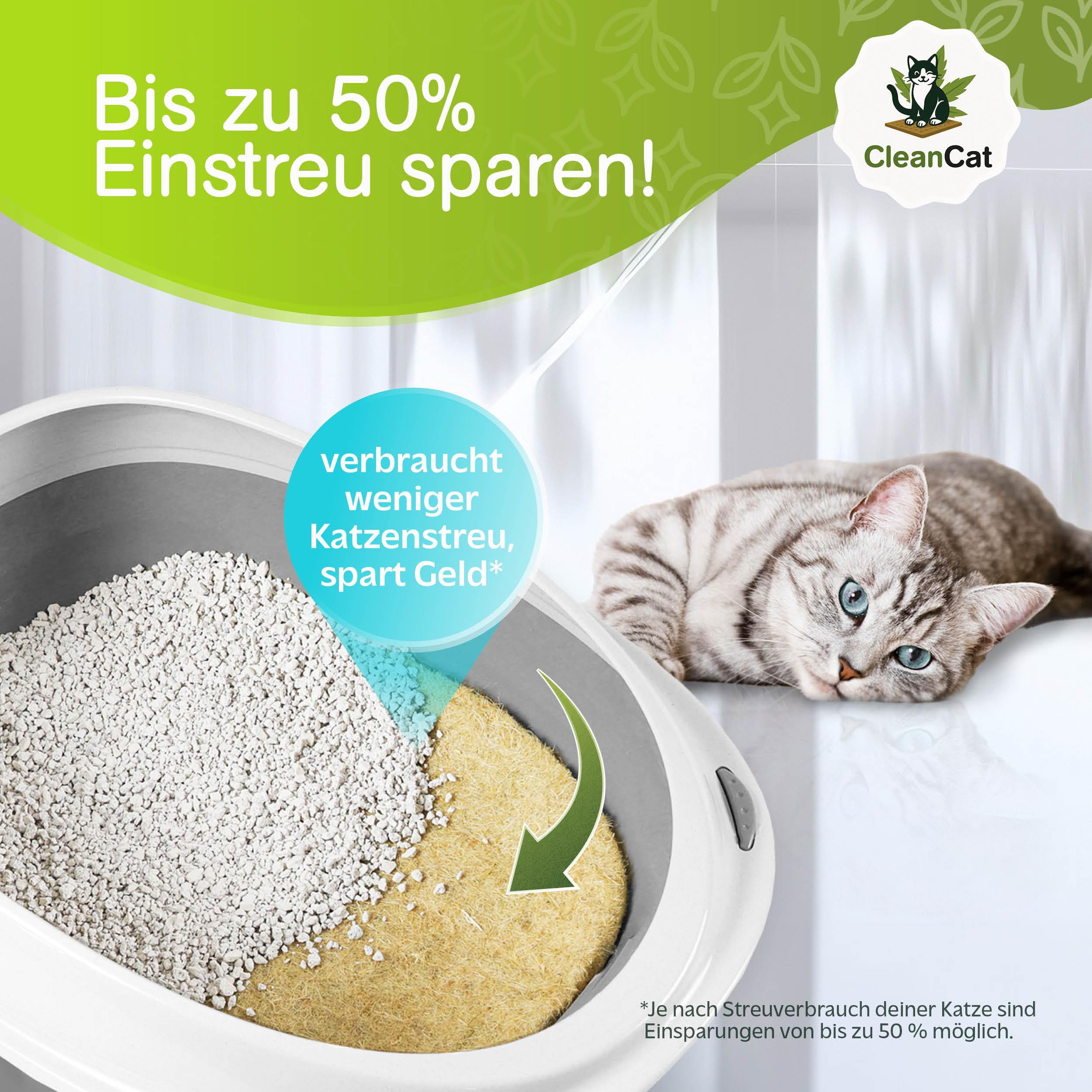 CleanCat Mata konopna – zamiennik żwirek dla kotów, konopie, neutralizująca zapachy, ekologiczna, bezpyłowa mata do kuwety, z możliwością przycięcia, mata dla kota naturalna (10 mm, 10 sztuk w