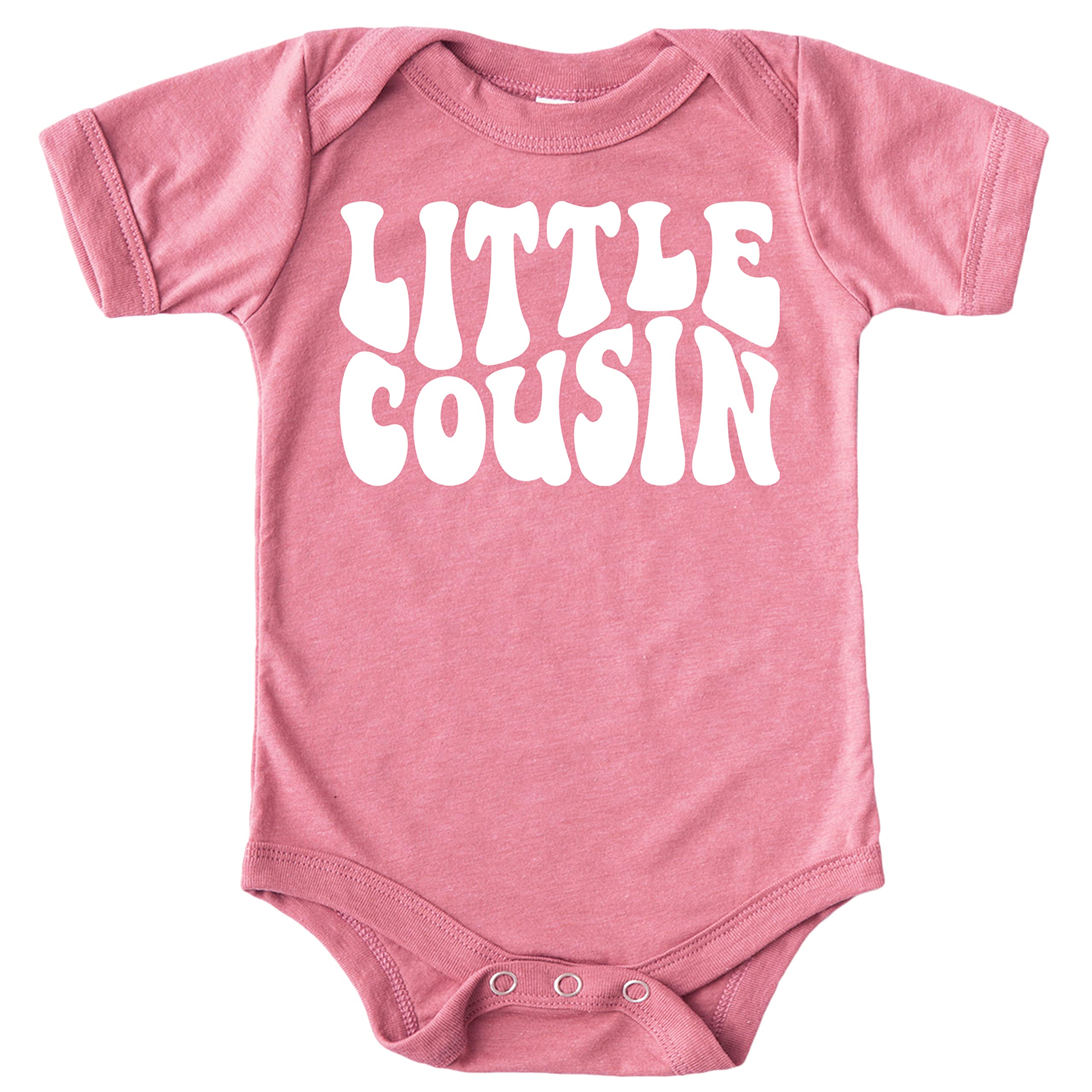 Olive Loves Apple Little Cousin Retro Bodysuits for Infant Boy and Girls White on Mauve Bodysuit 6 Months