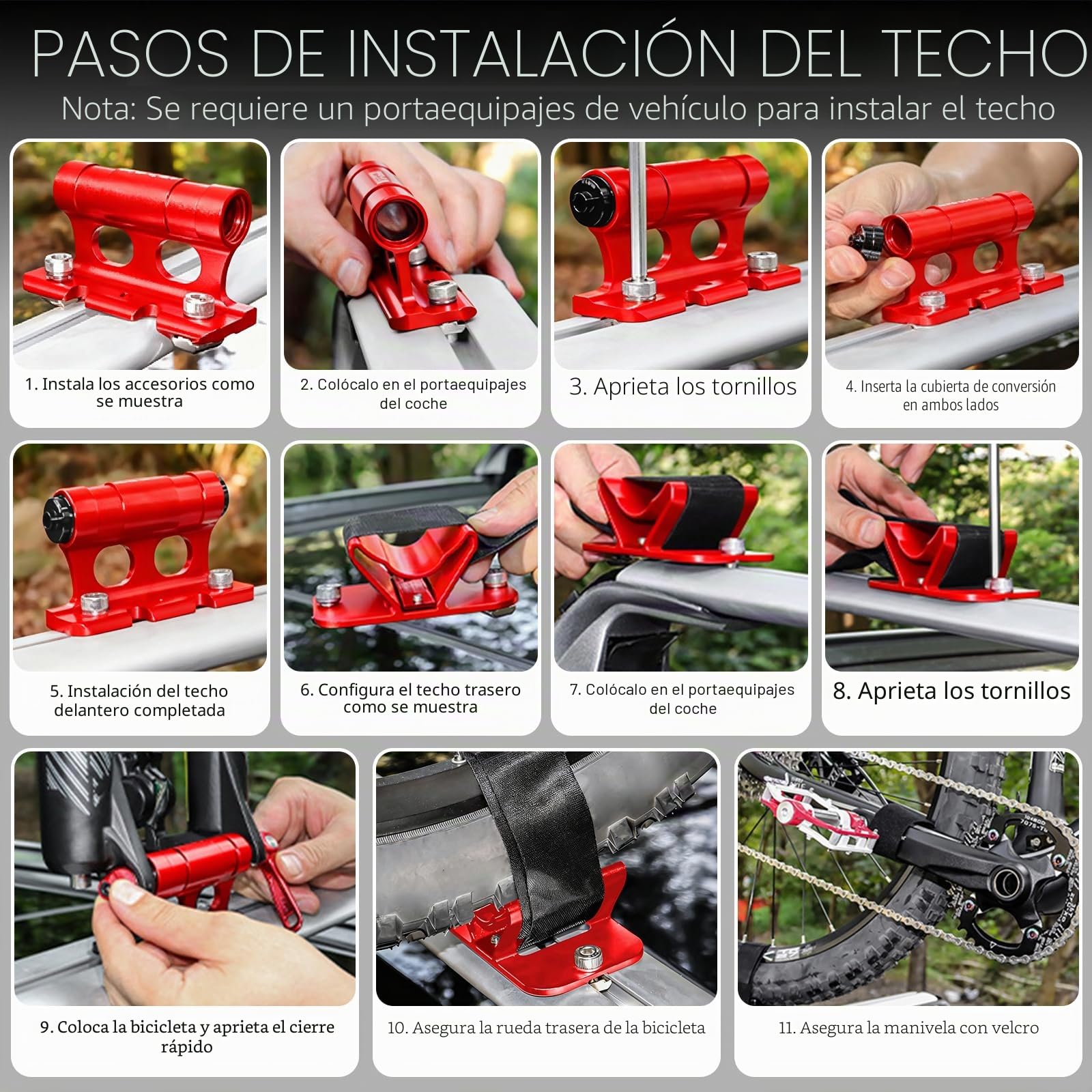 Soporte de horquilla para bicicleta, eje insertable para bicicleta, soporte para techo de coche, soporte de horquilla de liberación rápida, soporte de horquilla para bicicleta con clip fijo, horquilla