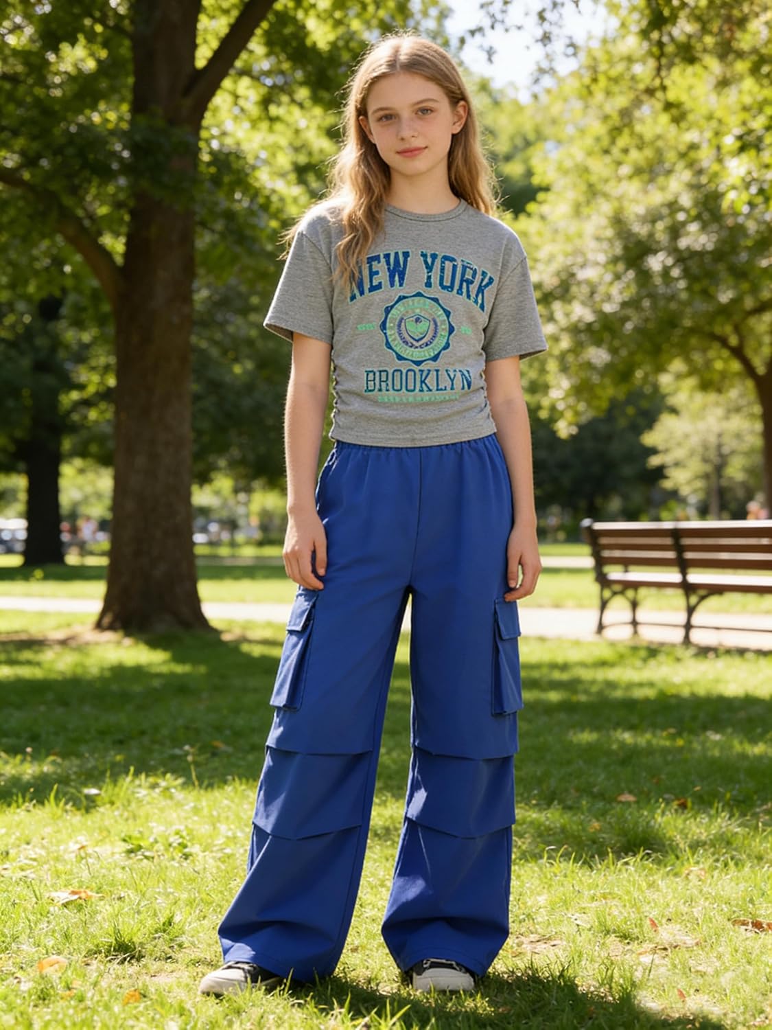 Girls Clothes Teenage Girls 2 Piece Outfit Short Sleeve Top + Cargo Pants Outfits for Tweens,Sizes 7-16 Years - Image 2