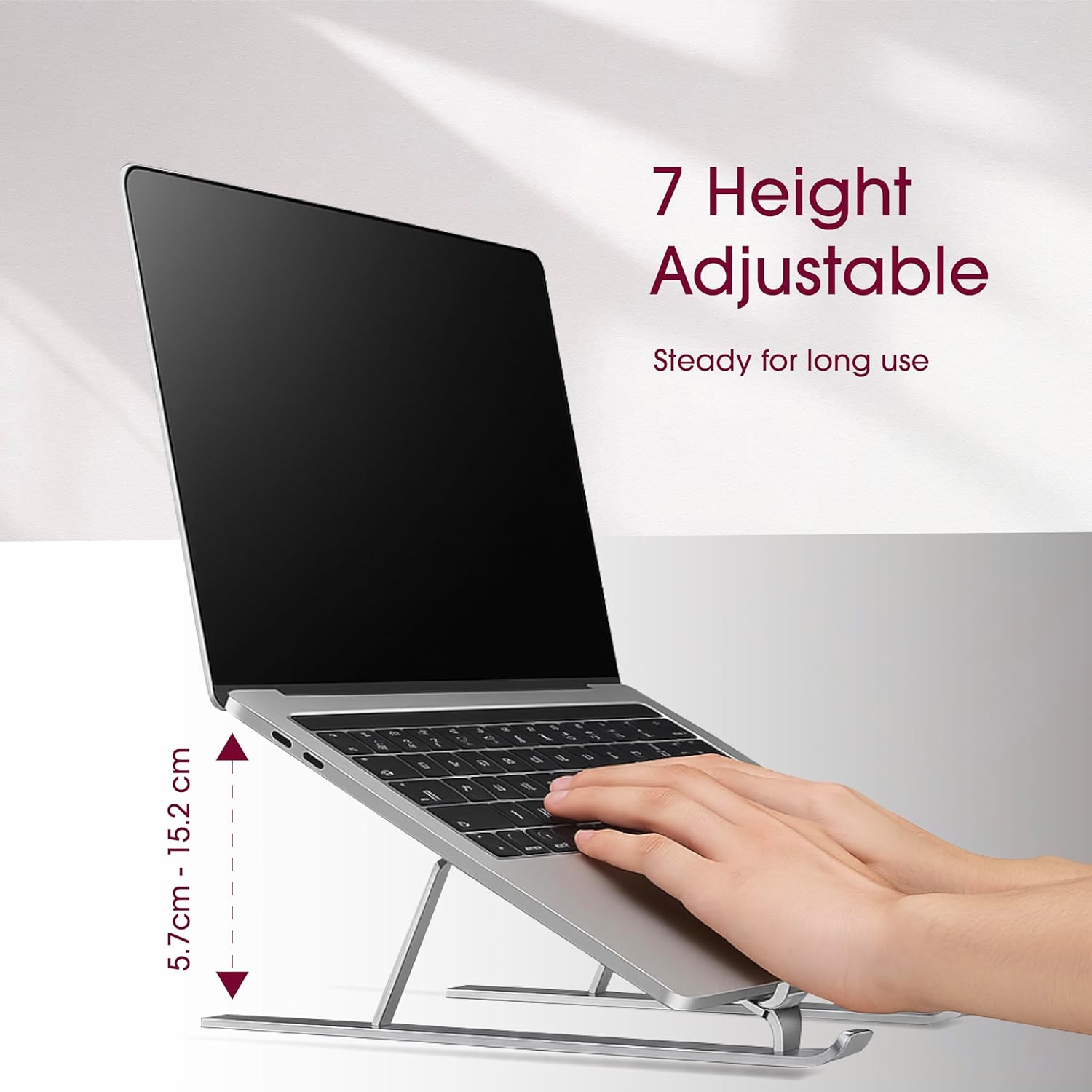 Elevate Adjustable Aluminum Laptop Stand | 7 Height & Angle Levels | Ultra-Light 240g | Anti-Slip Grips | Ventilated Design | Supports 10”-15.6” Laptops up to 5kg | 6 Months Warranty 13 81PtRf9IokL. SL1500