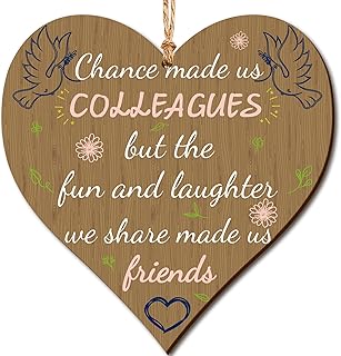 Chance Made Us Colleagues But Fun and Laughter We Share Made Us Friends Sign Wooden Heart Colleague Leaving Present Wooden Heart Hanging Plaque for Coworkers Colleague Leaving Present(Warm Style)
