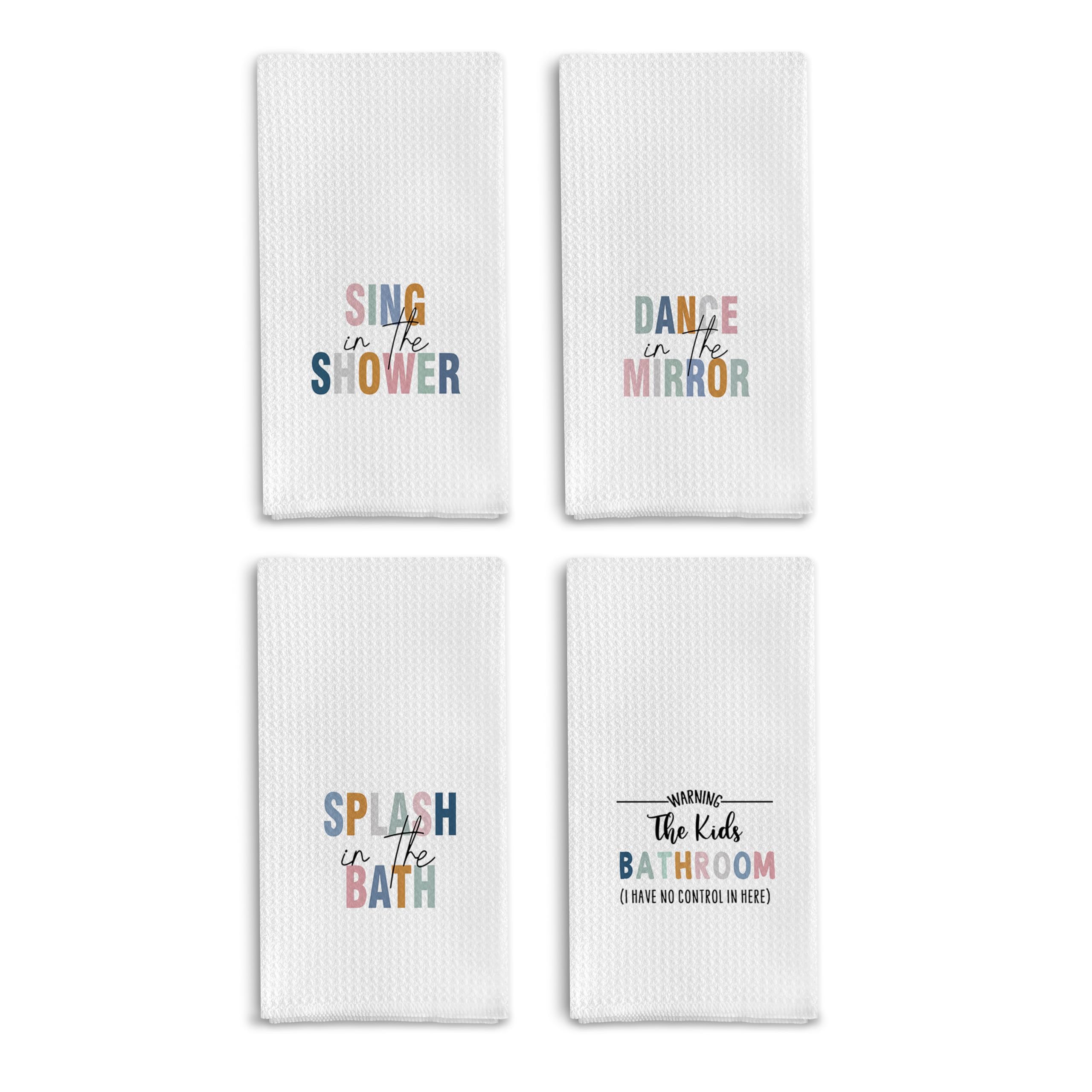 Qpenm Kids Bath Decor - Hand Towels Set of 4, 16x24 Inches - Toddler Boys & Girls Bathroom Accessories