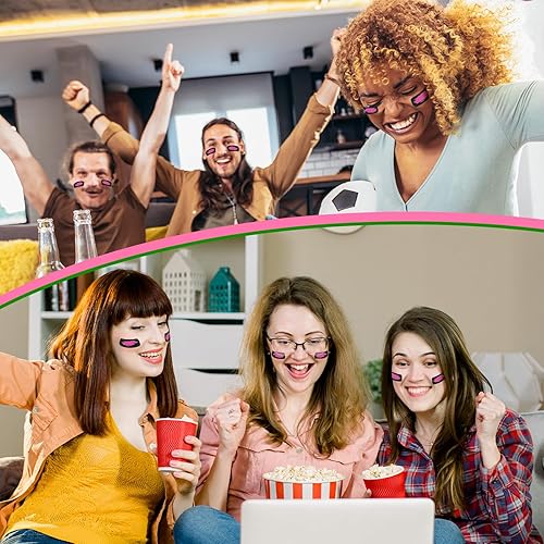 Miniatura 10 de Cholemy 120 pares de calcomanías de fútbol negro a granel, ojos negros, fútbol, béisbol, softbol, deporte, con purpurina, para ojos de equipo,