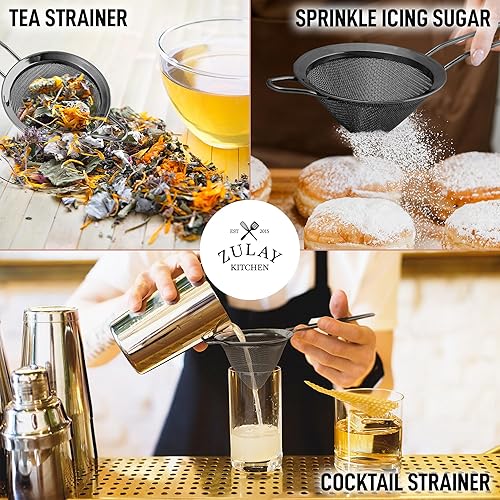 Miniatura 3 de Zulay - Colador pequeño de acero inoxidable, eficaz en forma de cono para cócteles, hierbas de té, café y bebidas, colador de malla fina que es a