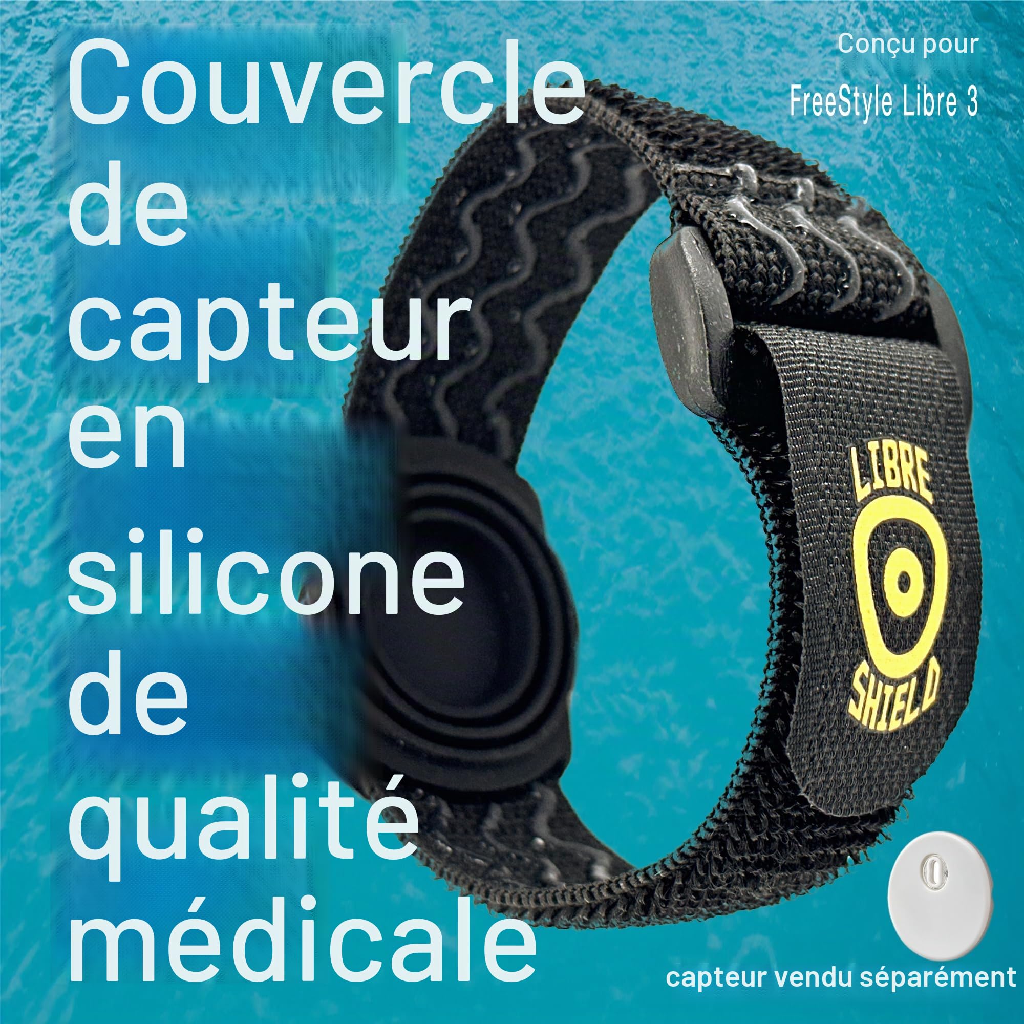 Brassard Libre Shield 3 / FreeStyle Libre 3 – protège-capteur Brassard d’activité offrant une protection maximale pour le capteur Plus besoin de patchs adhésifs
