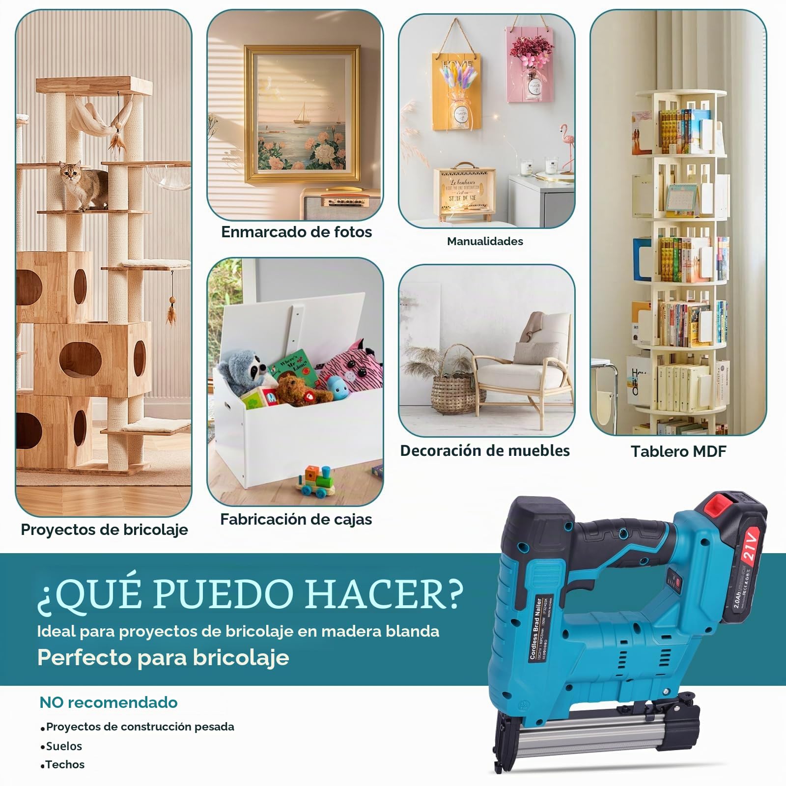 18GA 2 en 1 clavadora inalámbrica y pistola grapadora, pistola de clavos alimentada por batería con 2000 clavos y grapas, soporta clavos Brad F32 y grapas 425K, para molduras, muebles y carpintería de