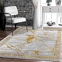 GLORY RUGS 5x7 Marble Area Rug Cream Gold Modern Abstract Plush Carpet for Living Room Bedroom Dining