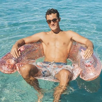 Poolcandy Sun Chair Water Raft, Multiple Chair Styles (Rose Gold Glitter)