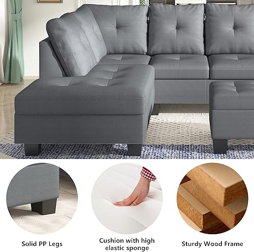 Miniatura 6 de AWQM Sofás modulares tapizados para sala de estar, juego de sofá modular en forma de L con otomana de almacenamiento y diván, juegos de muebles de