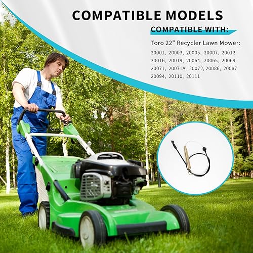 Miniatura 6 de Cable de control de tracción de repuesto 105-1845 compatible con cortadoras de césped autopropulsadas Toro Recycler de 22 pulgadas 20005, 20007,