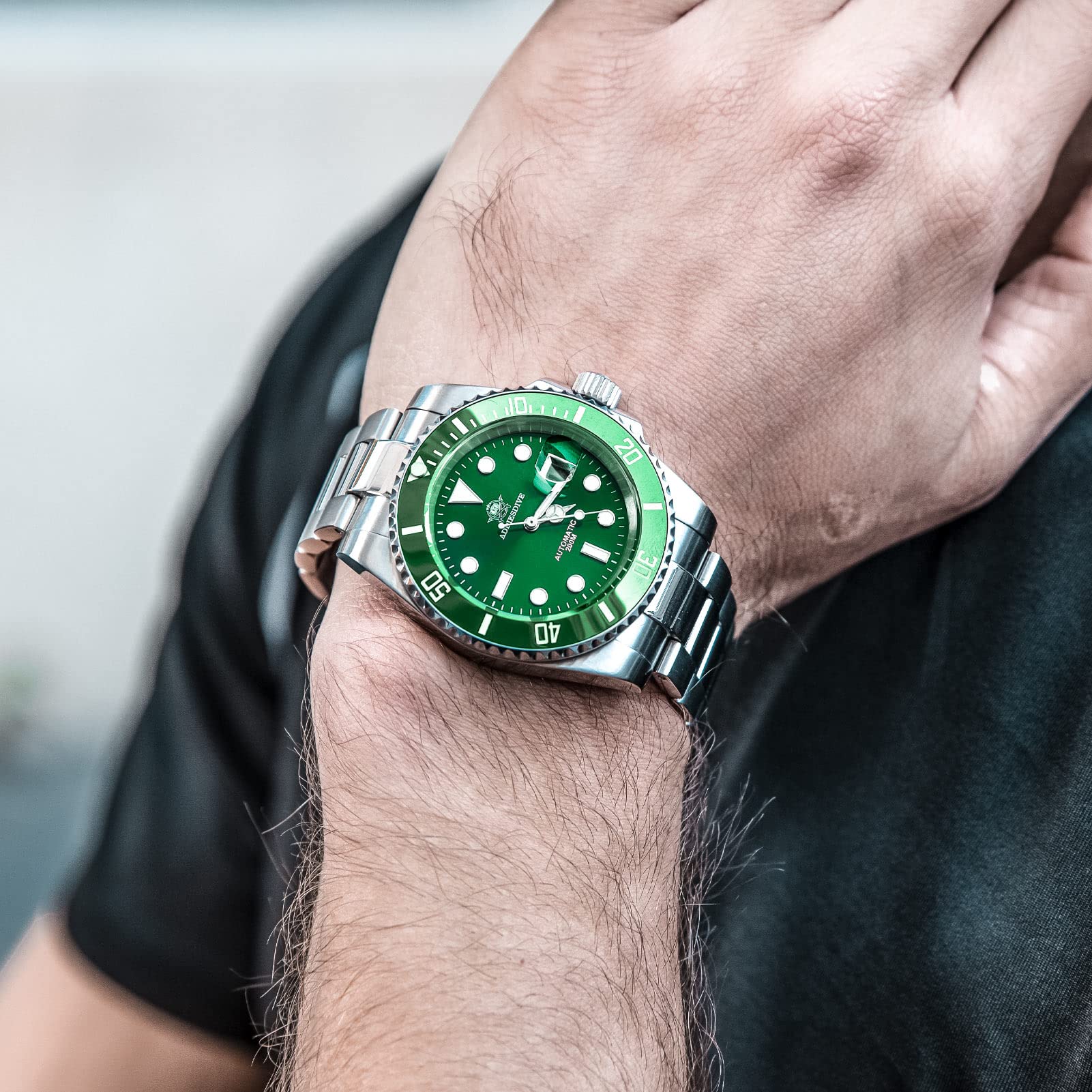 Addiesdive - Orologio d’immersione automatico da uomo, 200 m, orologio subacqueo NH35A, cinturino in acciaio inox
