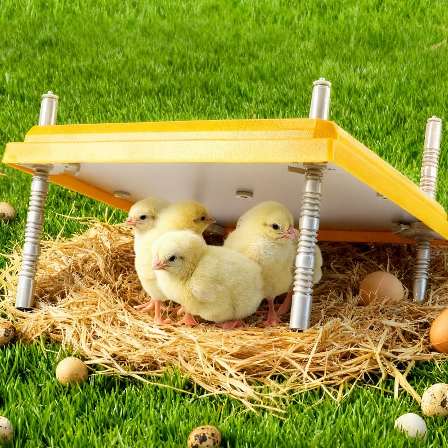 Riakrum Large Chick Brooder Heating Plate 16" x 16" Brooder Heater for 50 Chicks with Adjustable Height Poultry Heating Plate Constant Temperature 131°F Safe Heat Lamp for Ducklings and Quail