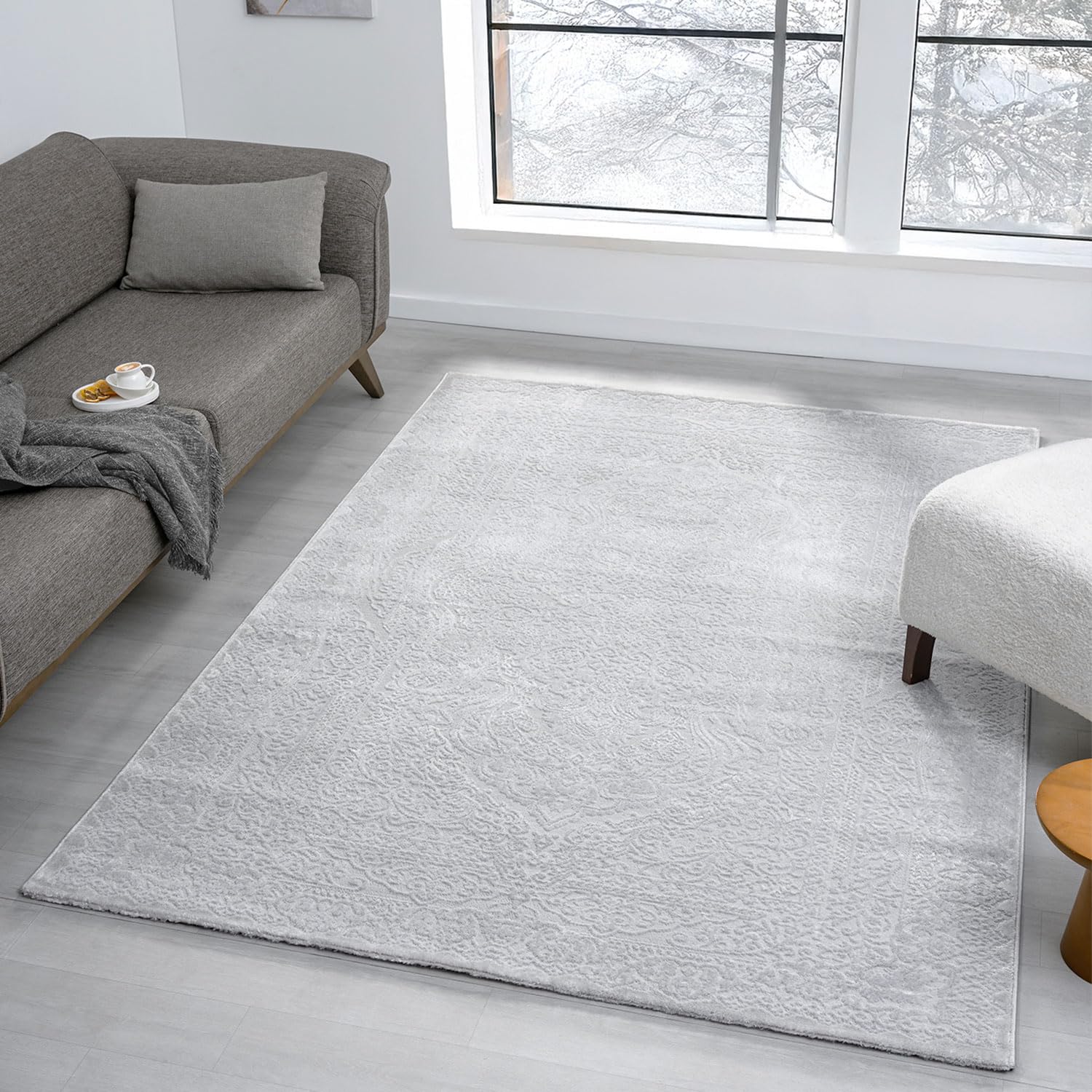 Ronde Vloerkleed Crème Vintage Look Klassiek & Modern Kortpolig Voor Woonkamer En Slaapkamer