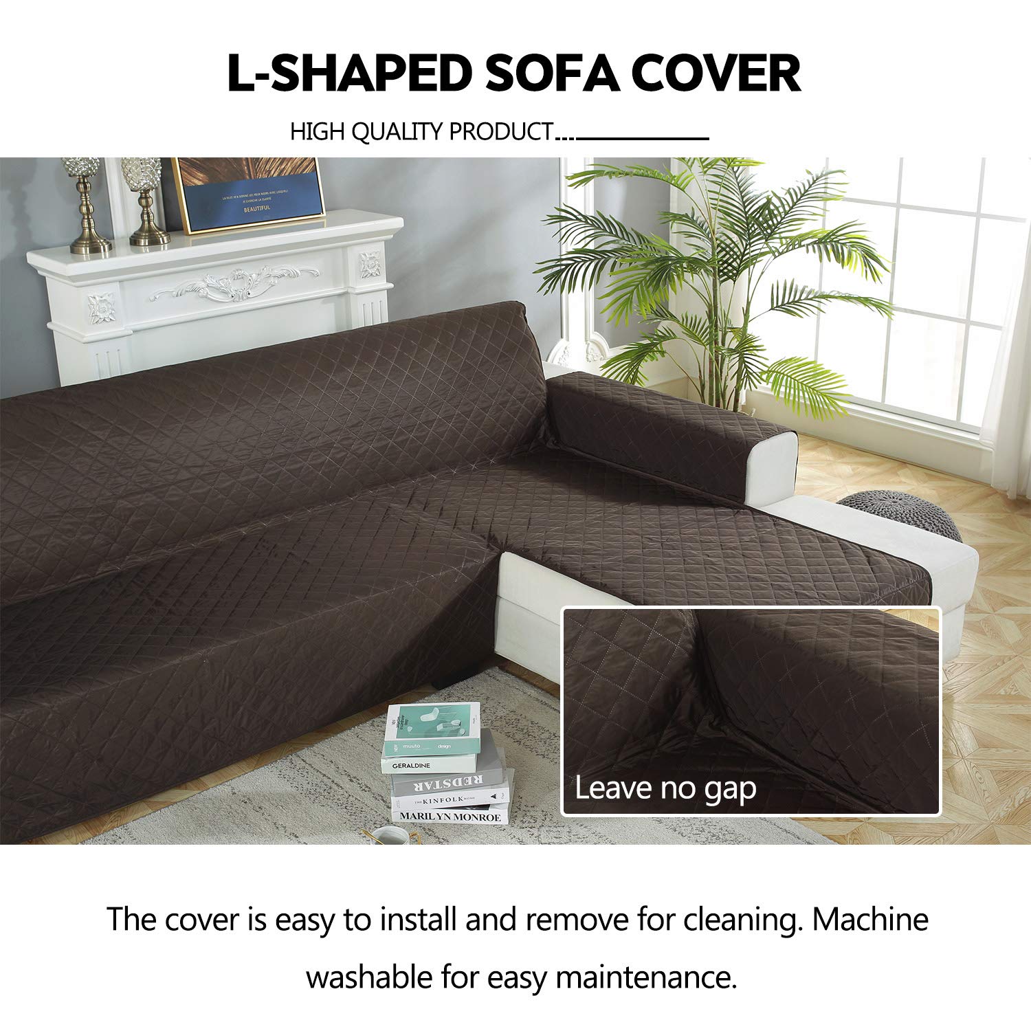PETCUTE Impermeable Fundas para Sofa Chaise Longue 3 Plazas,Fundas Sofas Universal,Cubre Sofa Chaise Longue Anti Gatos y Perro Derecha 240X270cm