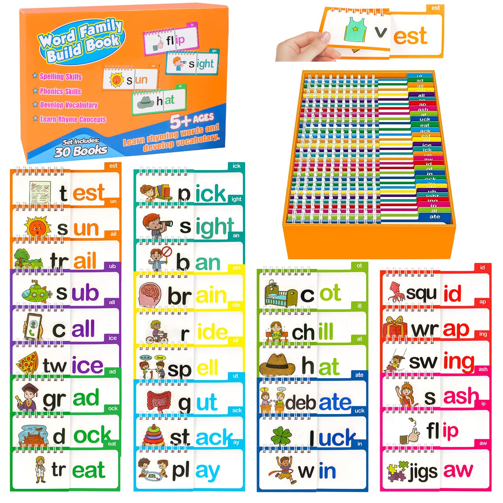 Word Family Flip Books - Word Family Learning Set For Kids, Phonics ...