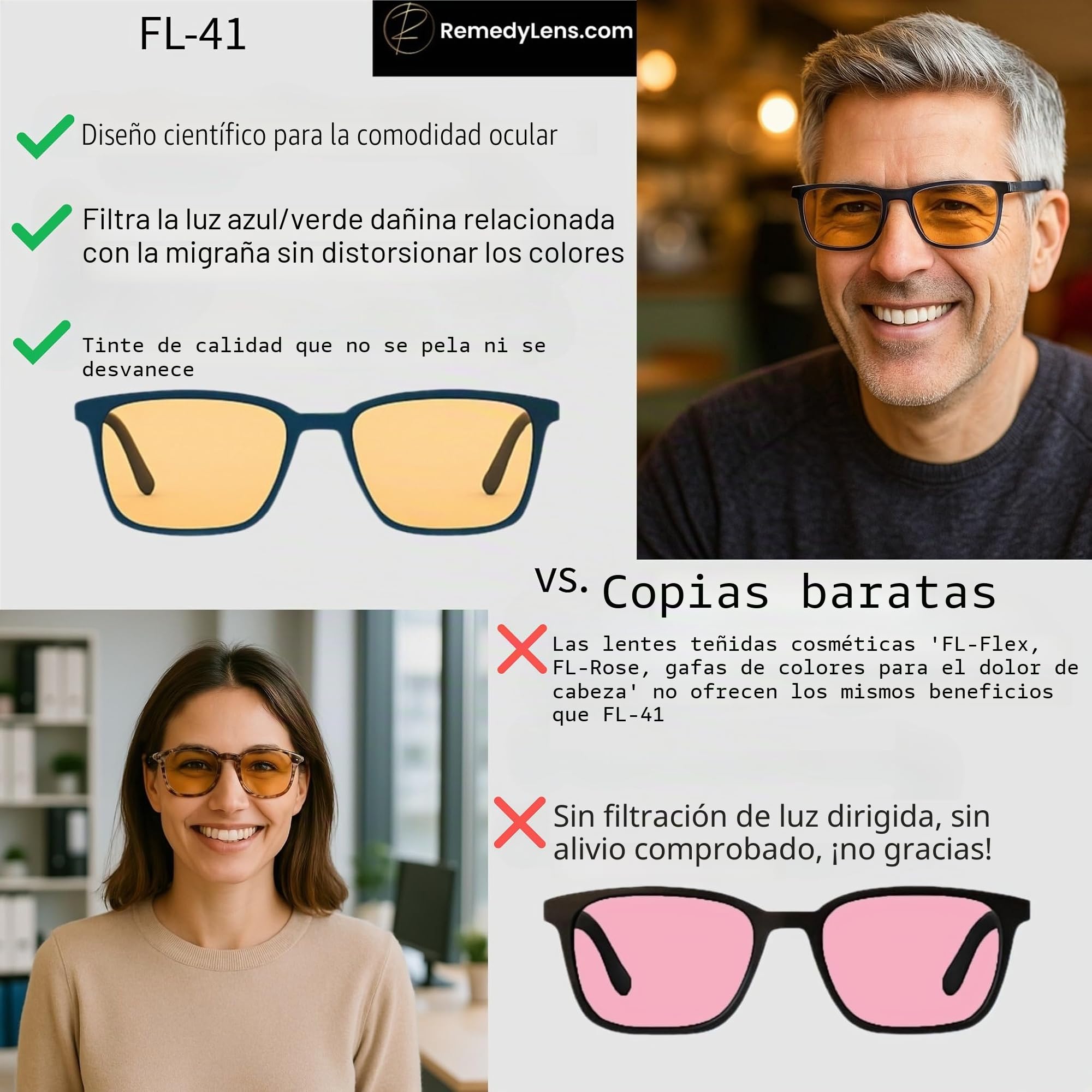Brontë FL-41 - Gafas de bloqueo de luz azul para migraña y sensibilidad a la luz