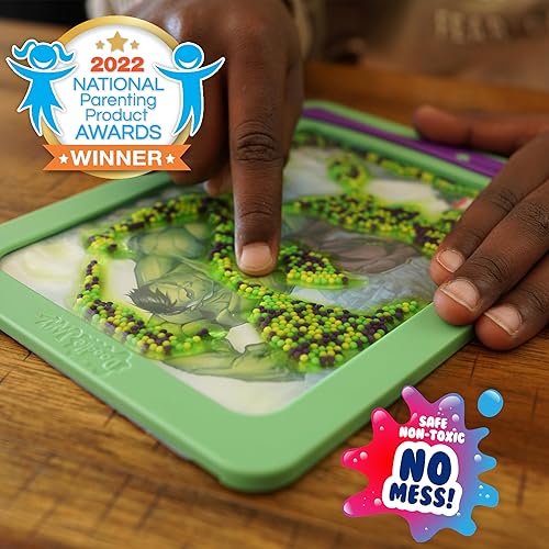 Miniatura 3 de DoodleJamz Marvel JellyPics - Almohadillas de dibujo sensoriales rellenas de cuentas blandas no tóxicas y gel, incluye lápiz capacitivo, tarjeta