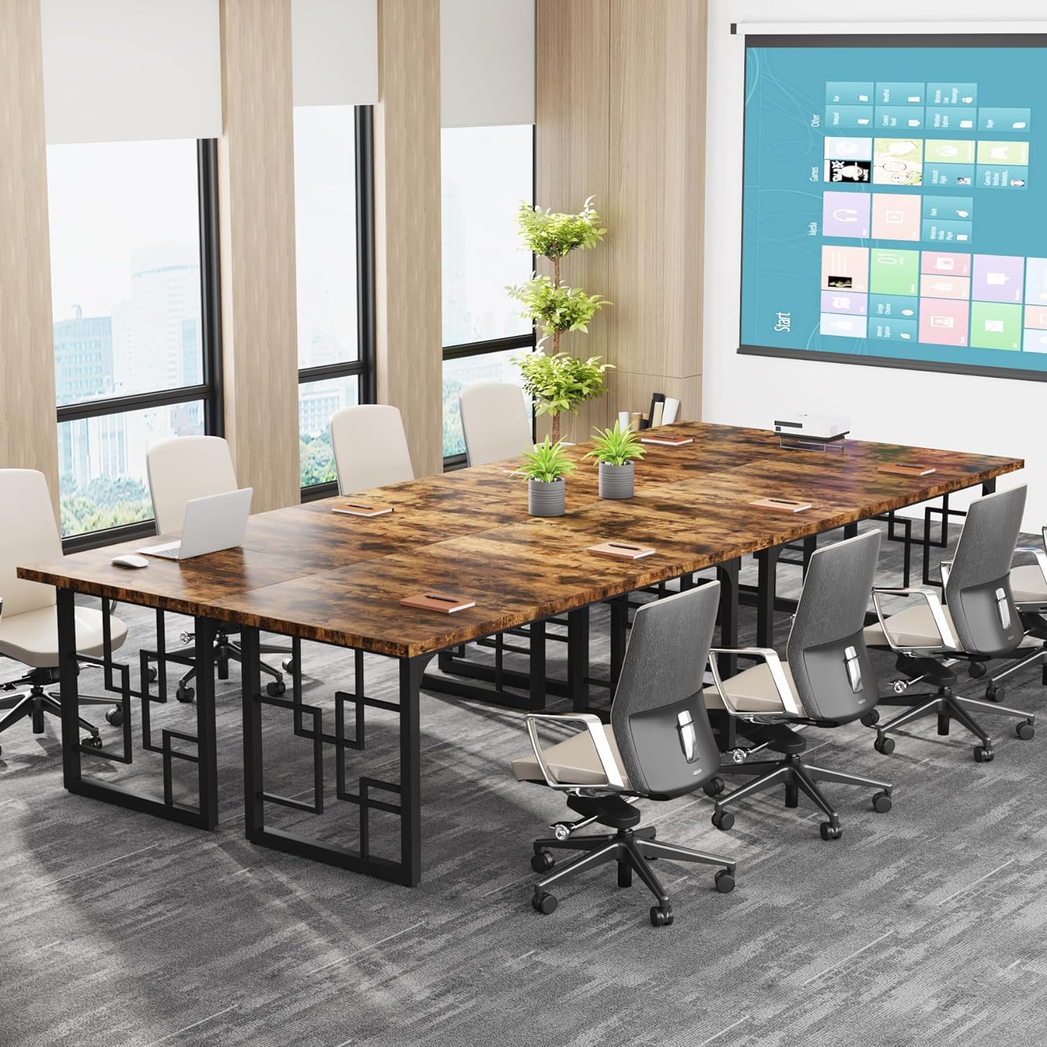 Tribesigns Escritorio de Ordenador, 160 x 80 x 75 cm Mesa de Estudio de Ordenador para Mesa de Comedor Mesa de Conferencia, Marrón Rústico