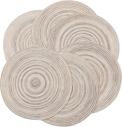 Miniatura 6 de SHACOS - Manteles individuales redondos trenzados de 15.0pulgadas, lavables para mesa de cocina, para el hogar, boda, fiesta