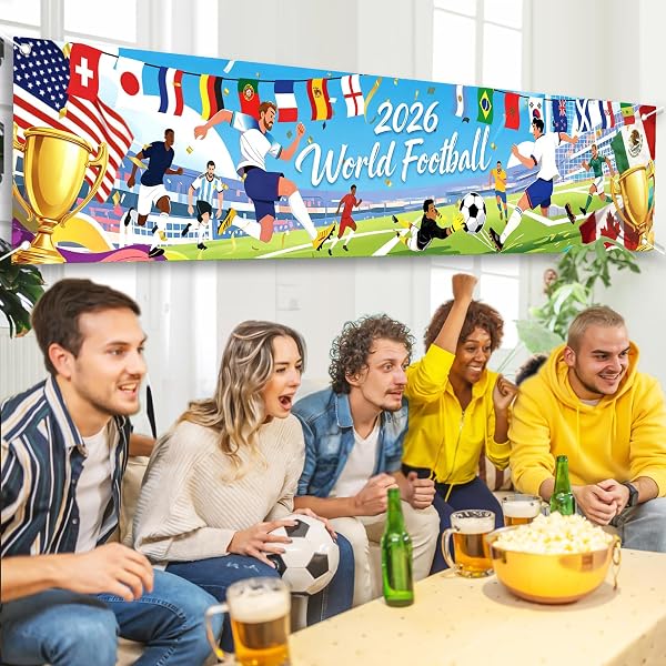 AhfuLife Toile de Fond pour Coupe du Monde de Football 2026, Bannière de Fond de Mondial 2026, Décorations de Fête de Coupe du Monde, 48 Équipes en Tissu pour Jardin, Maison, Intérieur et Extérieur - 5