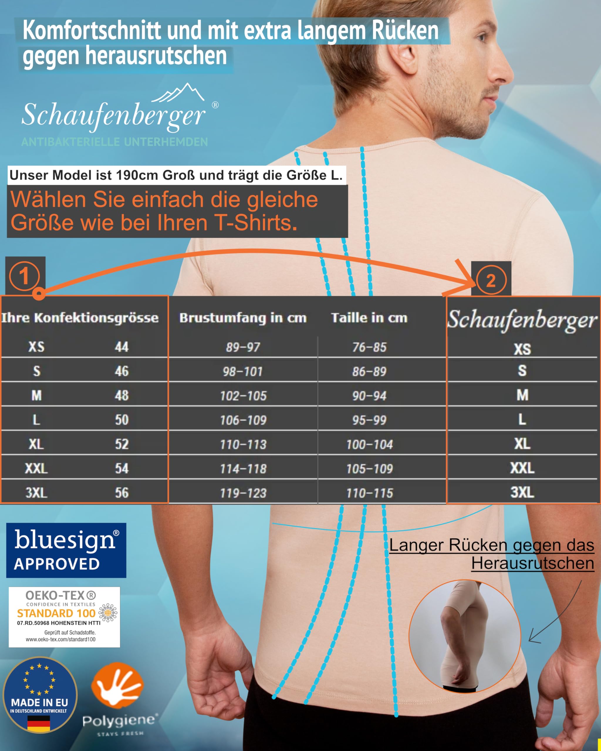 ANTIBAKTERIELLES Anti-Schweiß-Shirt Unterhemd Herren hautfarben – UNSICHTBAR unter Hemd – Geruchsneutral & atmungsaktiv – V-Neck – eng anliegend – ideal für Büro, Hochzeit, Reise