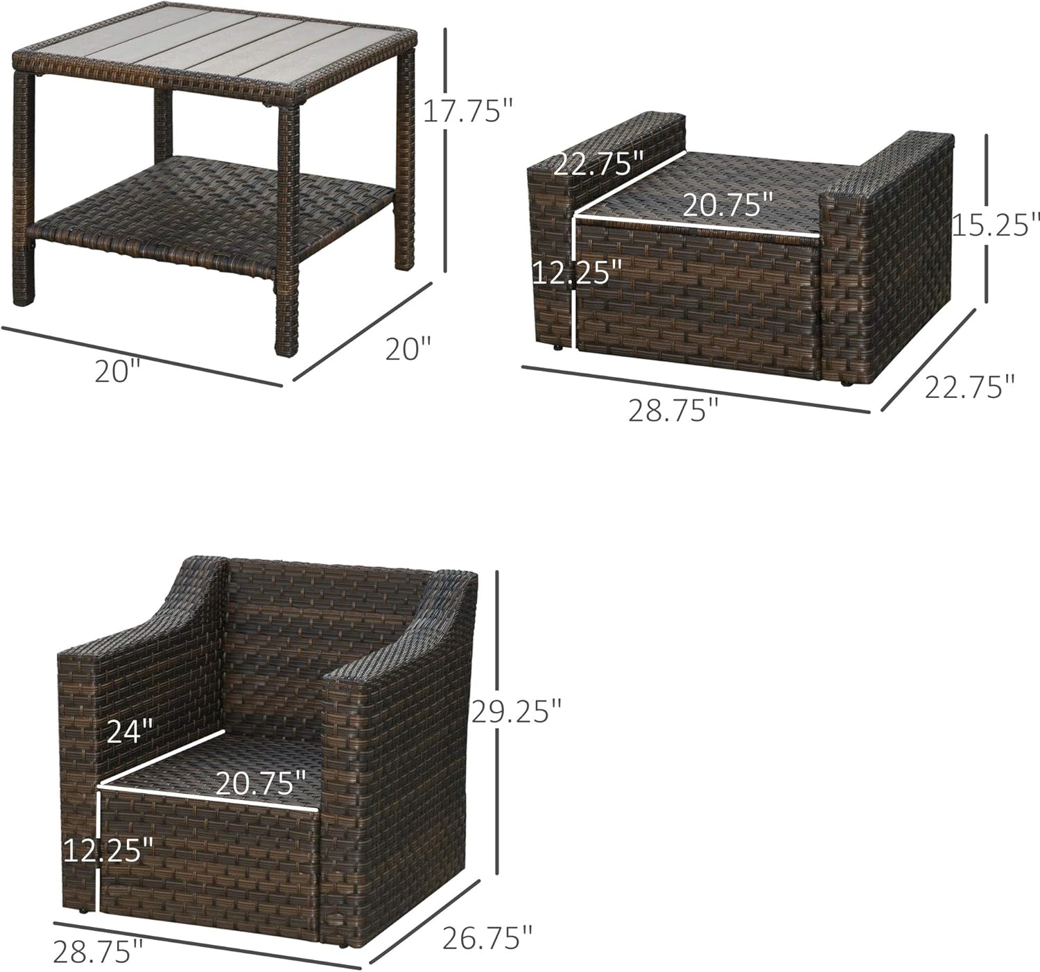 Outsunny 5-Piece PE Rattan Outdoor Patio Armchair Set with 2 Chairs, 2 Ottomans, Coffee Table Conversation Set, & Durable Build, Beige : Patio, Lawn & Garden
