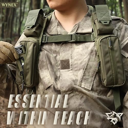 Miniatura 8 de WYNEX Bolsa de accesorios Molle de doble cremallera, bolsa de bolsillo para mochila, correa para el hombro, accesorio Molle, accesorios tácticos,