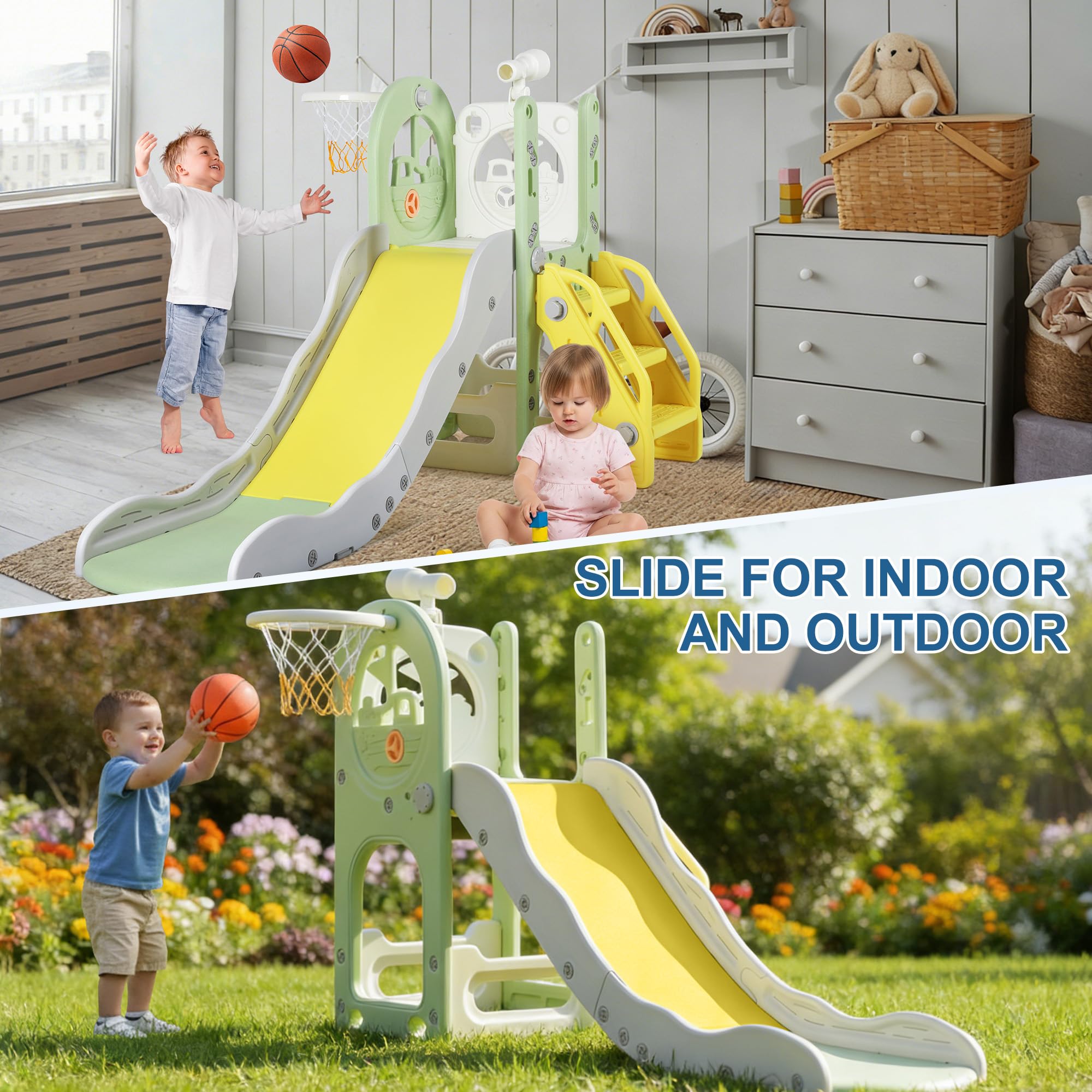 Merax Tobogán 7 En 1 Para Niños Con Escalador, Aro De Baloncesto, Túnel, Telescopio Y Espacio De Almacenamiento Tobogan Interior Al Aire Libre Para Merax Tobogán 7 En 1 Para Niños Con Escalador, Aro De Baloncesto, Túnel, Telescopio Y Espacio De Almacenamiento Tobogan Interior Al Aire Libre Para