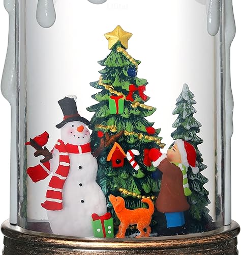 Miniatura 6 de Linterna de globo de nieve de Navidad, linterna de nieve en forma de vela con música brillante, linterna iluminada para árbol de Navidad, muñeco de