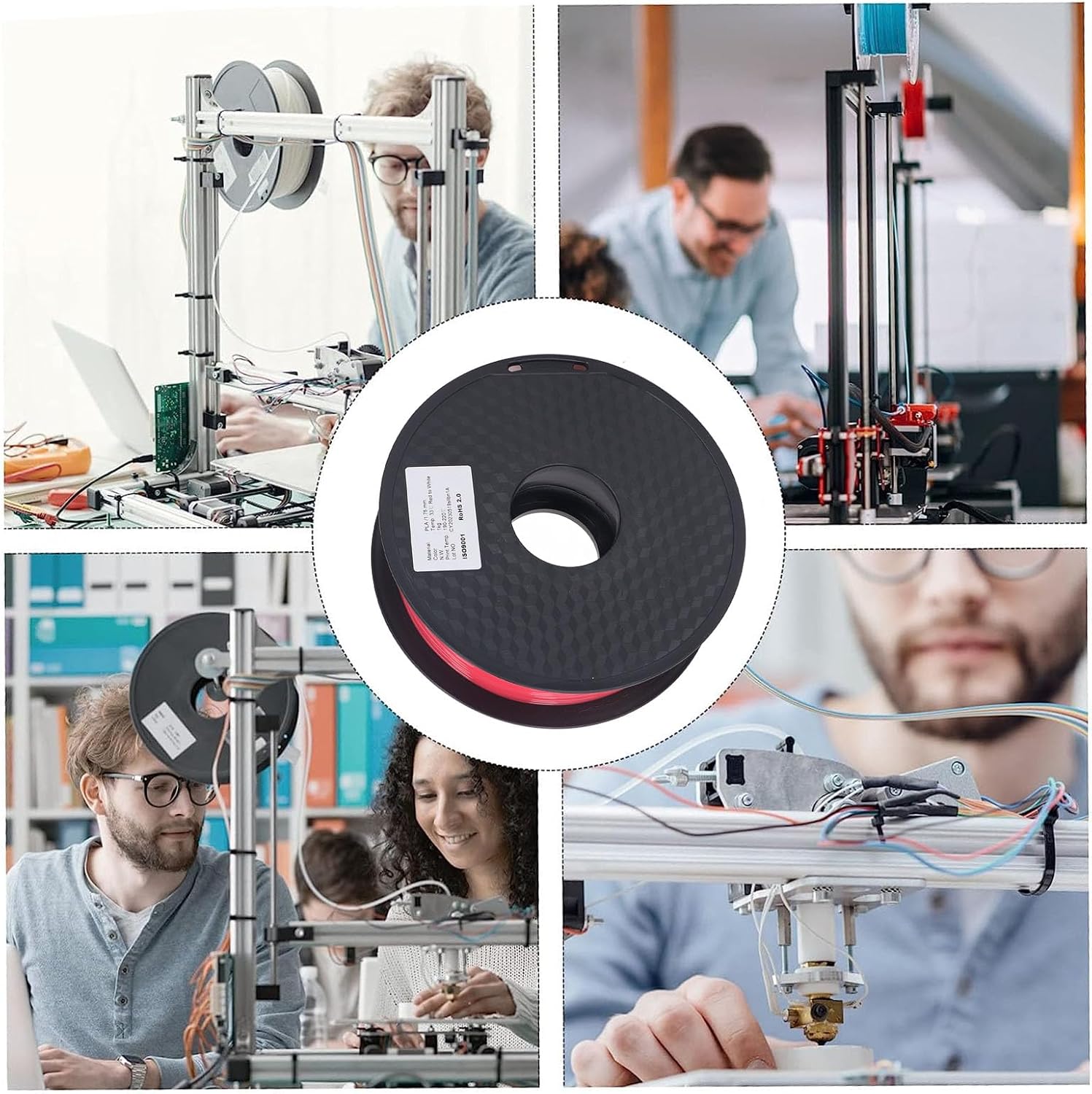 1.75mm PLA Color Changing Filament, Red to White Gradient for 3D Printing, Glossy Finish, Stable, High Printing Accuracy, and Impact Material