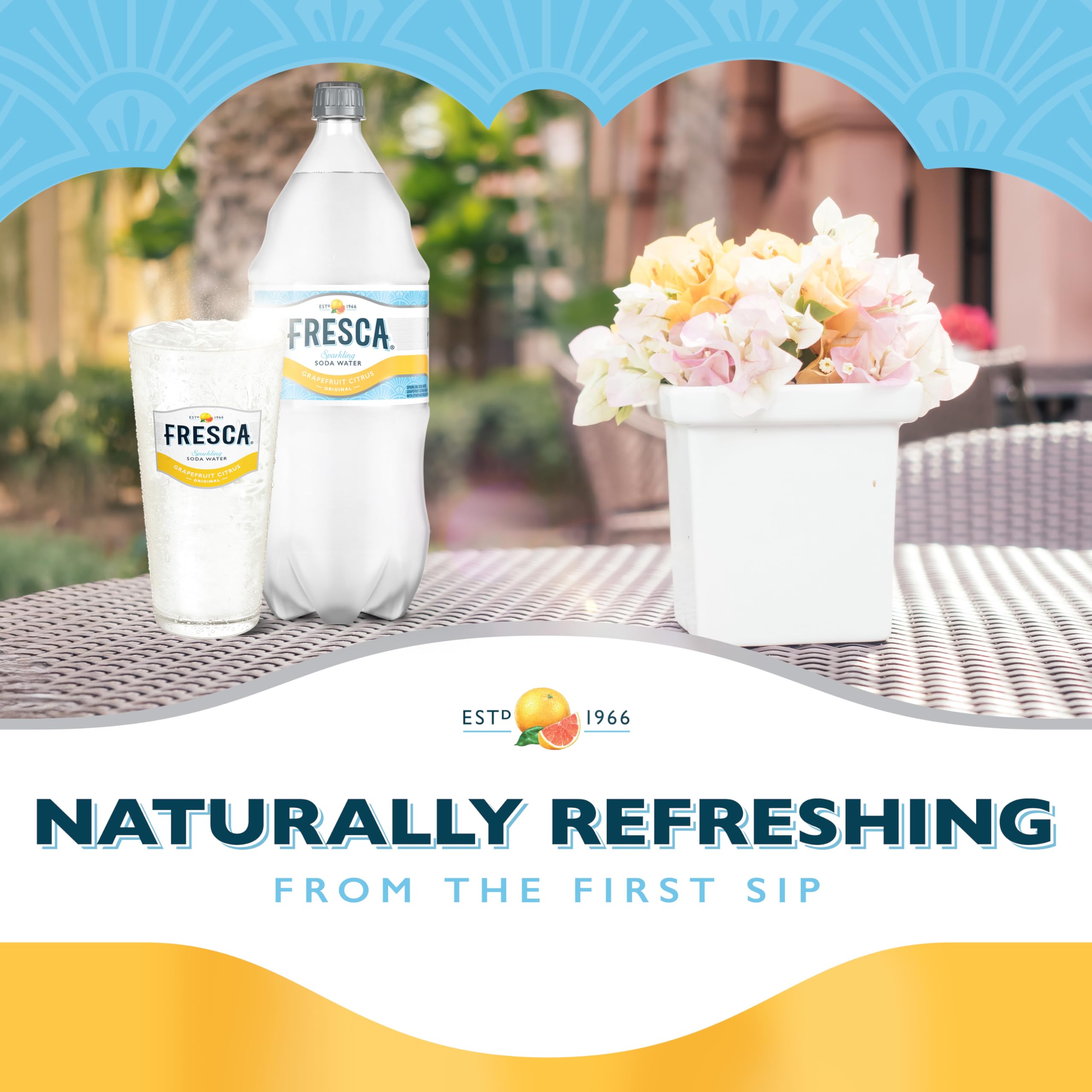 Fresca Grapefruit Citrus Sparkling Soda Water, Zero Calorie and Sugar Free, 2 Liter Bottle (Packaging may vary)