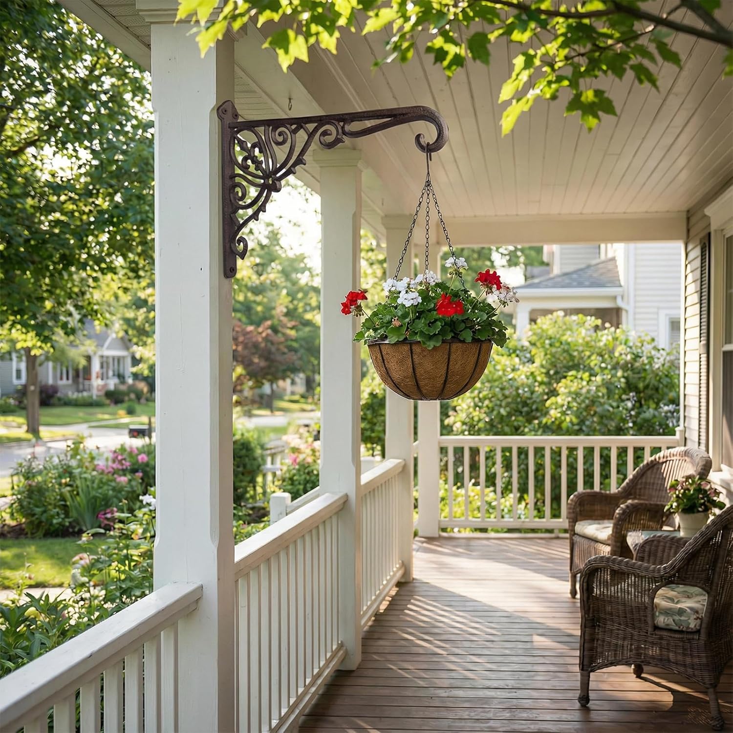 Z metnal Cast Iron Plant Hanger - 12 inch Rustic Wall Mounted Hanging Basket Holder for Outdoor Garden, Patio, Porch Decor - Heavy Duty Metal Hook Bracket