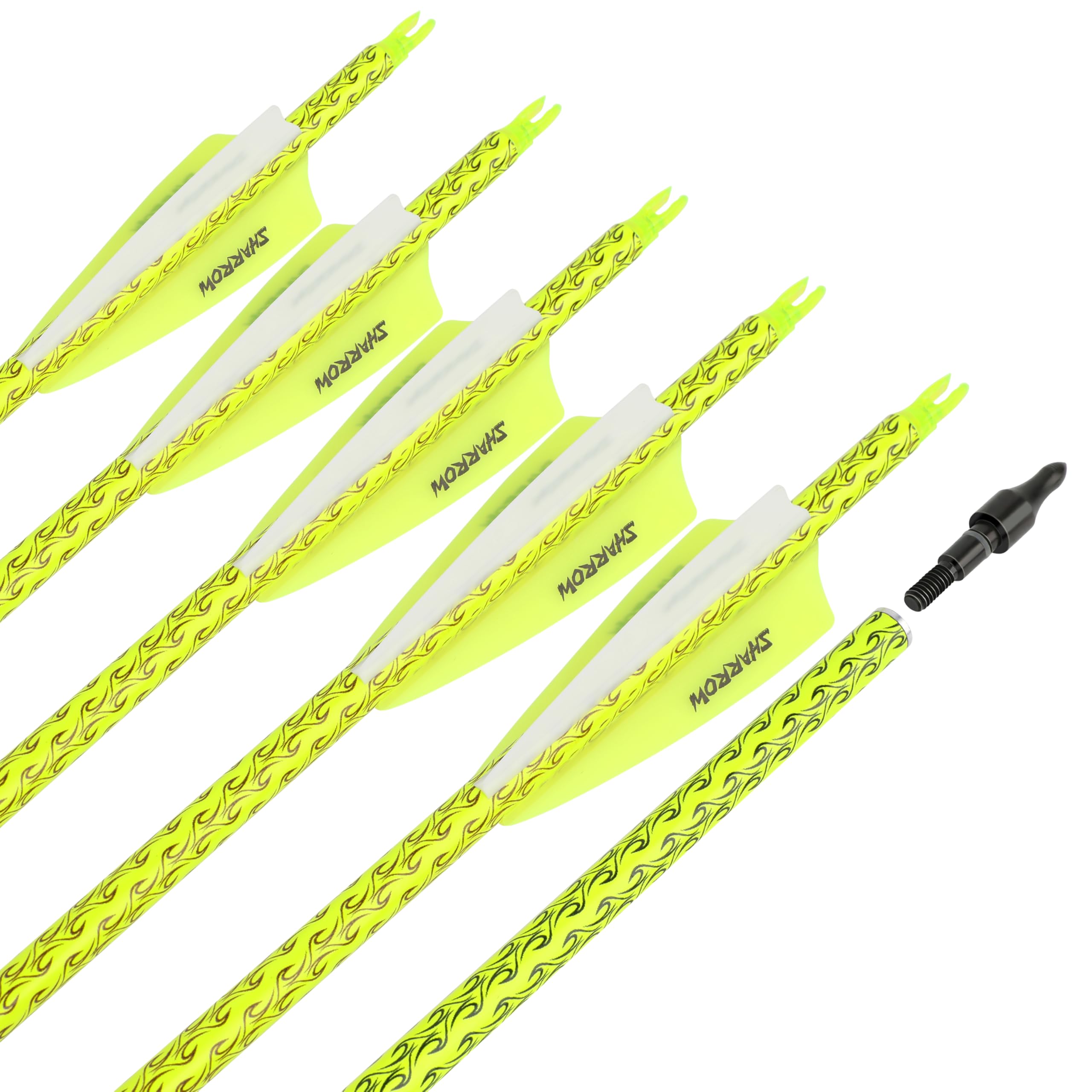 wolfman 30 Zoll Carbonpfeile für Bogenschießen Farbig Spine 500 Pfeile Carbon Zielpfeile Jagdpfeile mit 4 Zoll Federn Pfeile für Recurvebogen Compoundbogen