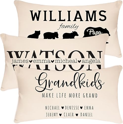 Fundas de almohada lumbar personalizadas con nombre familiar diseño 6 de 12 x 20 pulgadas personalizadas para mamá abuela y mujeres funda de Fundas de almohada lumbar personalizadas con nombre familiar diseño 6 de 12 x 20 pulgadas personalizadas para mamá abuela y mujeres funda de