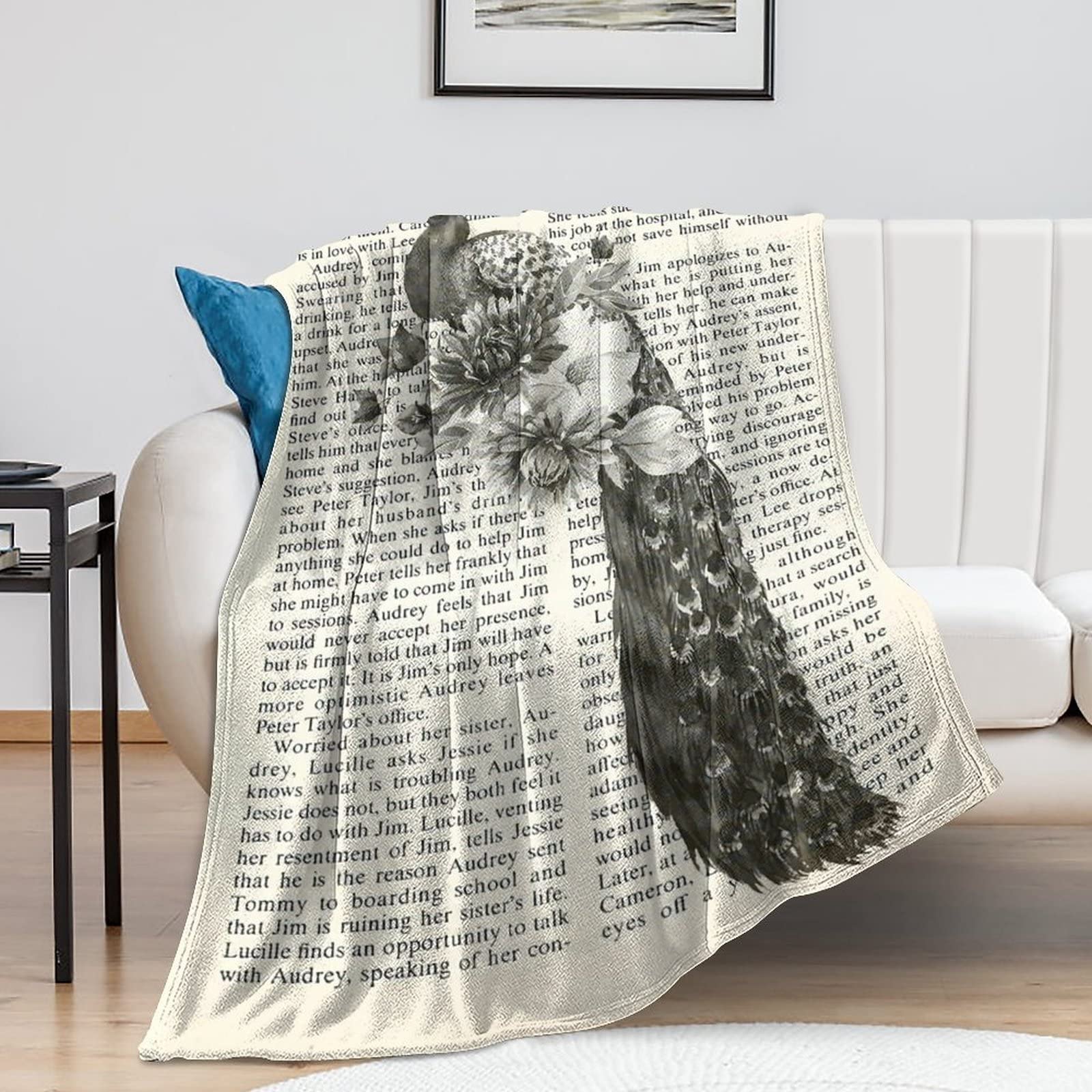 Couverture polaire en flanelle paon douce et chaude pour lit enfant ou canapé de salon