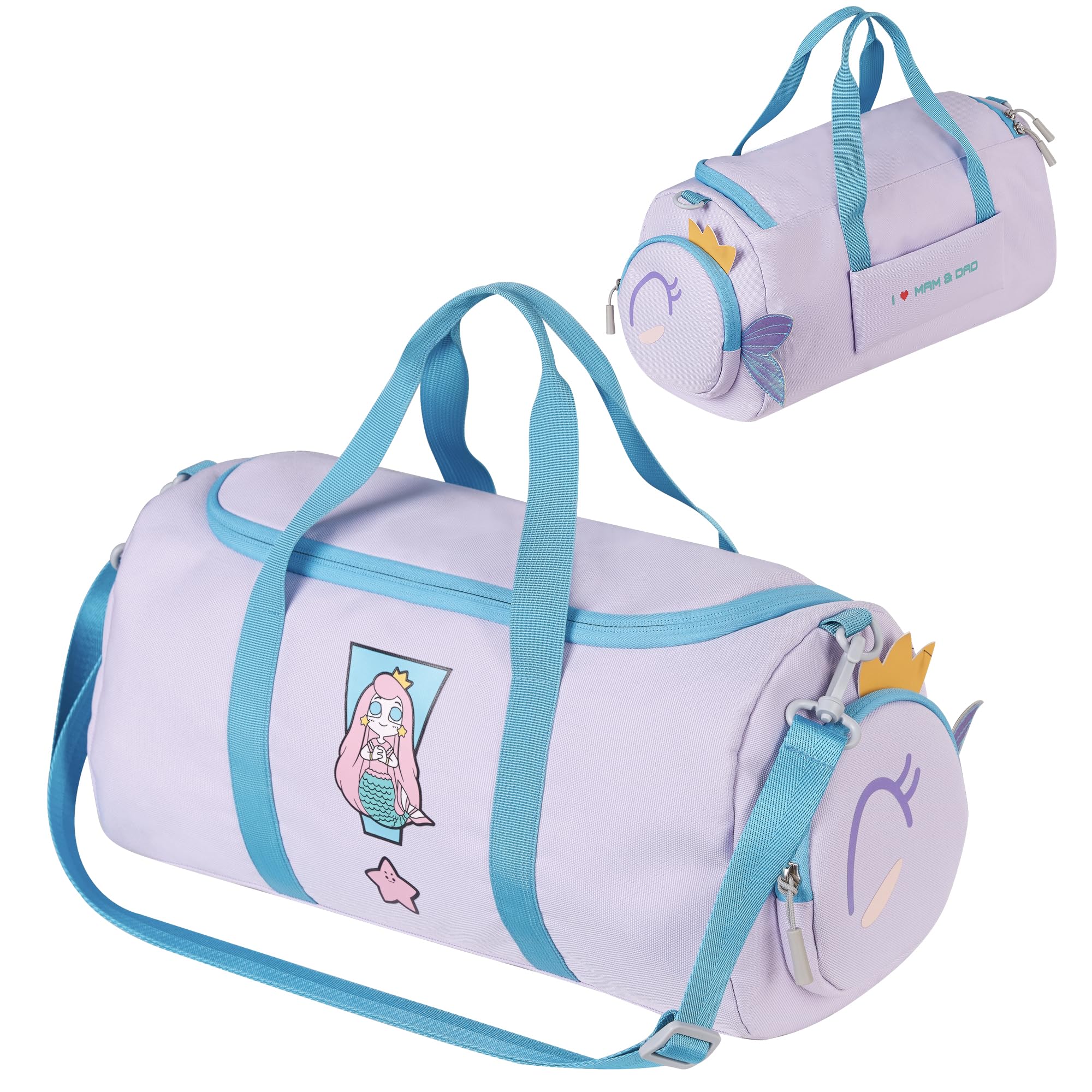 NOHOO Kids Small Duffle Bag, Girls Boys Travel Bag for School Practice or Overnight, Waterproof Duffel Bag for Sports Gym Travel Dance - Purple