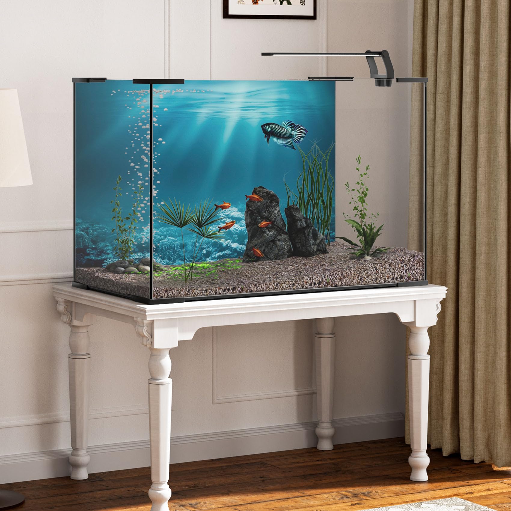 61x30cm Sottomarino Tema Acquario Sfondo Sole Subacqueo Mondo Pesce Serbatoio Poster Sfondo Vinile Sfondo