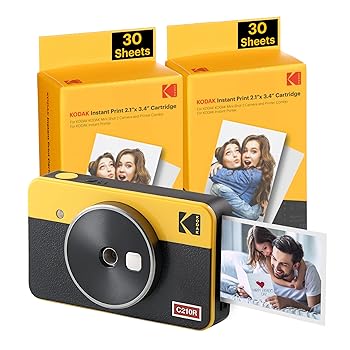 Kodak Mini Shot 2 Retro Portable Wireless Instant Camera & Photo Printer Bundle Yellow