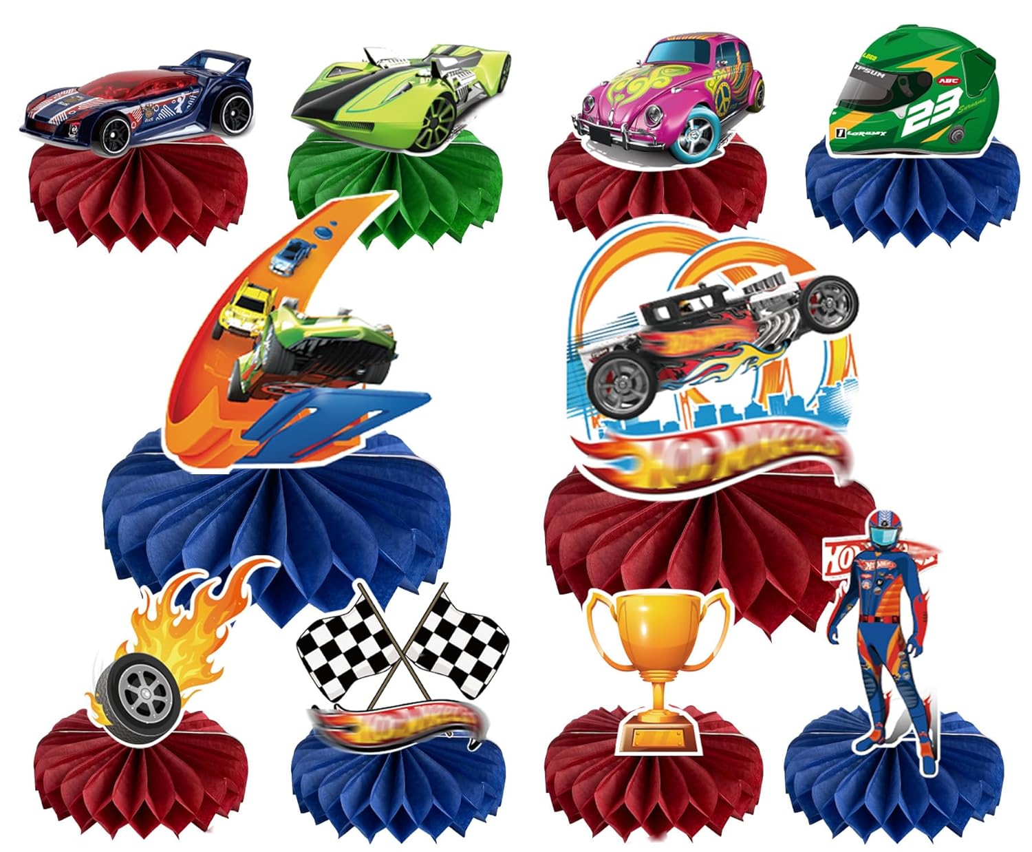 10 Pieces Race Car Party Decorations,Race Car Centerpiece